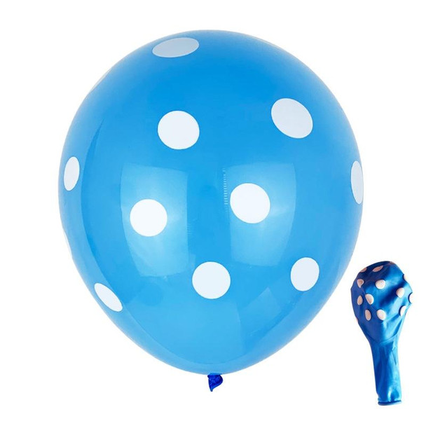 100 PCS FY-10280 12 Inch Dot Party Decorative Balloon Wedding Scene Arrangement Latex Balloon(Deep Blue White Dot)