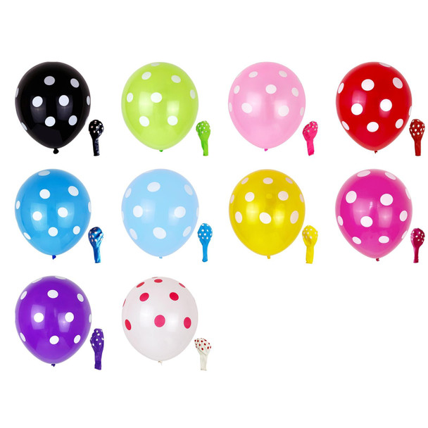 100 PCS FY-10280 12 Inch Dot Party Decorative Balloon Wedding Scene Arrangement Latex Balloon(Deep Blue White Dot)