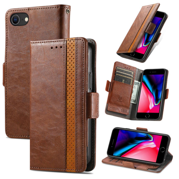 CaseNeo Business Splicing Dual Magnetic Buckle Horizontal Flip PU Leatherette Case with Holder & Card Slots & Wallet - iPhone 6(Brown)