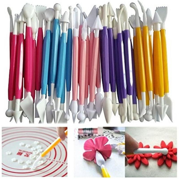 10 Sets Carving Pen Cake Fondant Carving Knife Making Cutting Tool 01018 Red (OPP Bag Packaging)