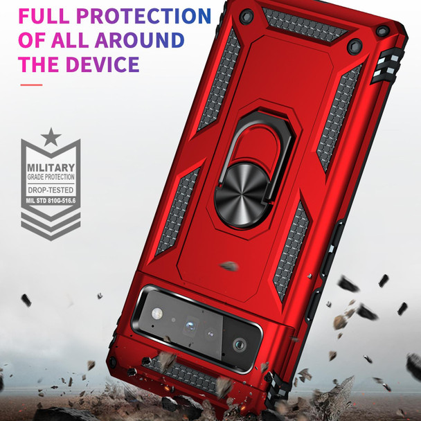 Google Pixel 6 Pro Shockproof TPU + PC Protective Case with 360 Degree Rotating Holder(Red)