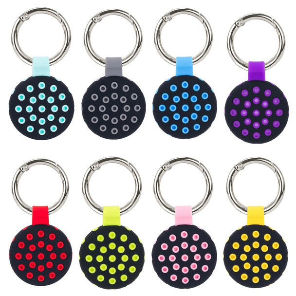 Dot Anti-scratch Shockproof Silicone Protective Cover Case with Keychain Hook Loop - AirTag(Light Blue+Black)