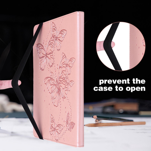 Embossed Butterfly Pattern Horizontal Flip Leatherette Tablet Case - iPad mini 6(Pink)