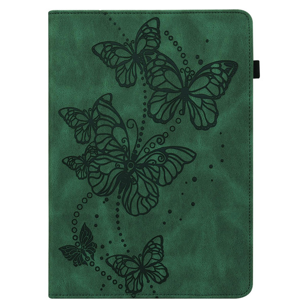 Embossed Butterfly Pattern Horizontal Flip Leatherette Tablet Case - iPad mini 6(Green)