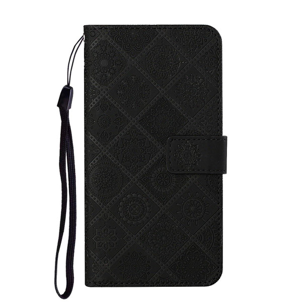 Ethnic Style Embossed Pattern Horizontal Flip Leatherette Case with Holder & Card Slots & Wallet & Lanyard - iPhone XS / X(Black)