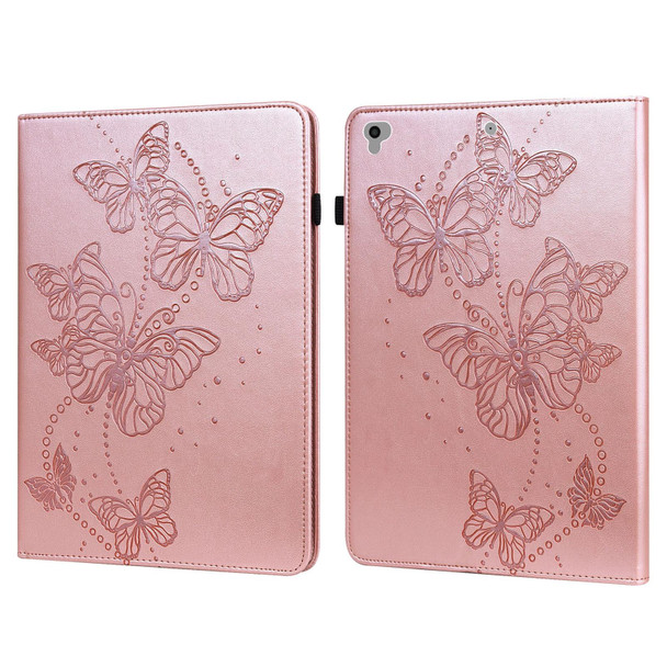 Embossed Butterfly Pattern Horizontal Flip Leatherette Tablet Case - iPad 9.7 (2018/2017) / Air 2 / Air(Pink)