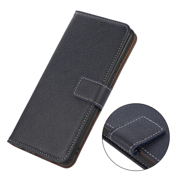 Alcatel 1L 2021 Litchi Texture PU + TPU Horizontal Flip Leatherette Case with Holder & Card Slots & Wallet(Dark Blue)