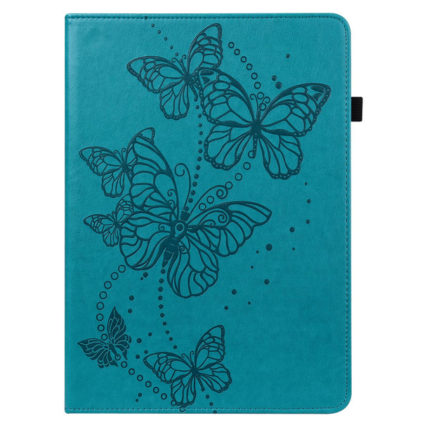 Embossed Butterfly Pattern Horizontal Flip Leatherette Tablet Case - iPad 9.7 (2018/2017) / Air 2 / Air(Blue)