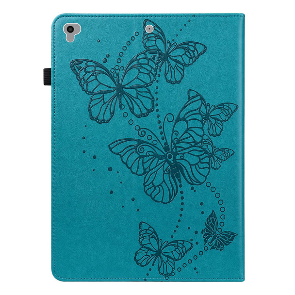 Embossed Butterfly Pattern Horizontal Flip Leatherette Tablet Case - iPad 9.7 (2018/2017) / Air 2 / Air(Blue)