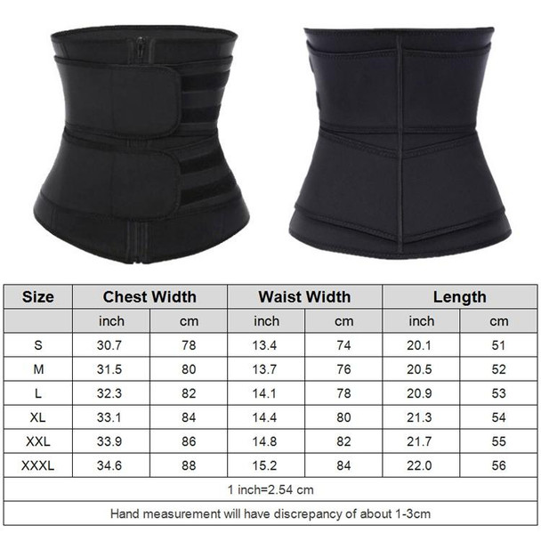 Women Rubber Neoprene Body Sculpting Zipper Double Waist Belt Body Shaping Waistband, Size:XXL(Black)