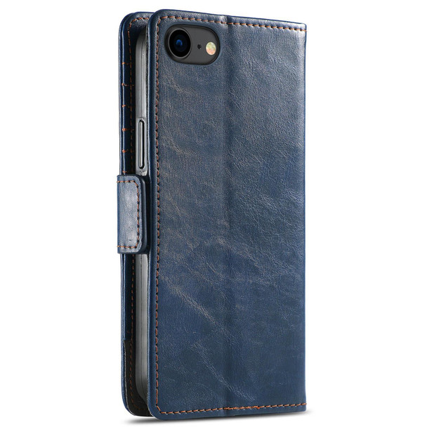 CaseNeo Business Splicing Dual Magnetic Buckle Horizontal Flip PU Leatherette Case with Holder & Card Slots & Wallet - iPhone 7 / 8 / SE(2020)(Blue)