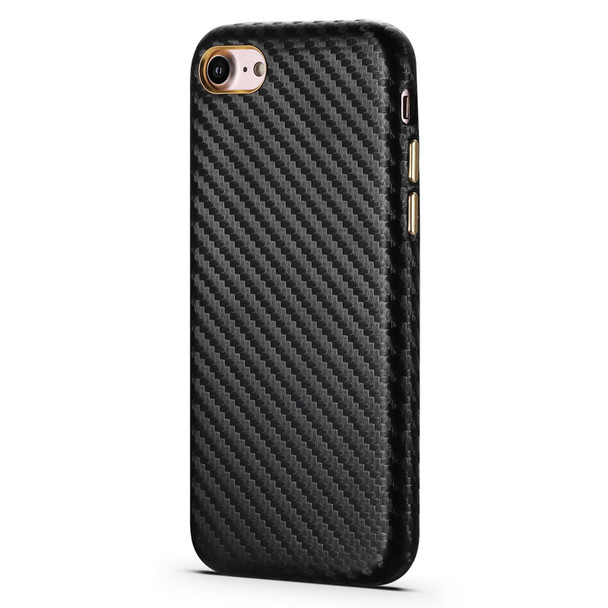 Carbon Fiber Leatherette Texture Kevlar Anti-fall Phone Protective Case - iPhone SE 2022 / SE 2020 / 8 / 7(Black)