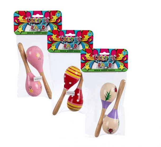 Musical Wooden Maracas 19cm– 2 Piece Per Pack