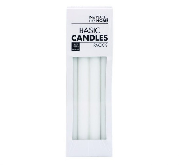 Candle Basic Long 22.5cm White – 8 Pieces Per Pack