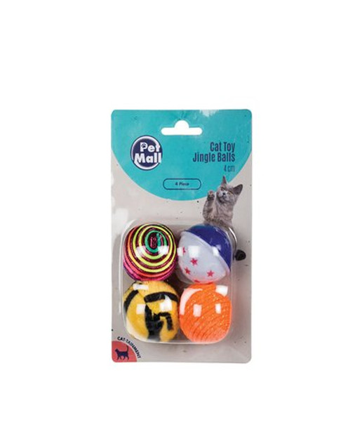 Pet Mall Cat Toy Jingle Balls Assorted Colours 4 Pieces