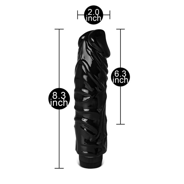 Fat Realistic Penis Vibrator 22CM - Black