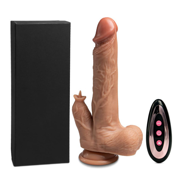 10 Functions Remote Control Vibrating and Thrusting Dildo with Vibrating Tongue