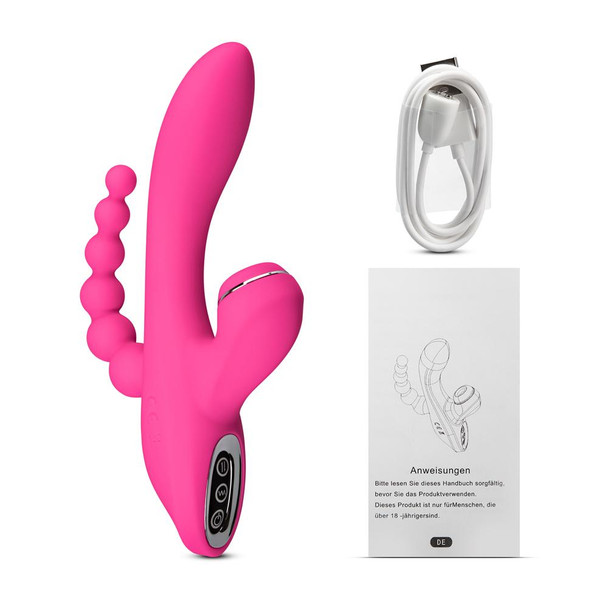 7 Speed Silicone Vibrator with Clitoral Sucking Function & Anal Beads