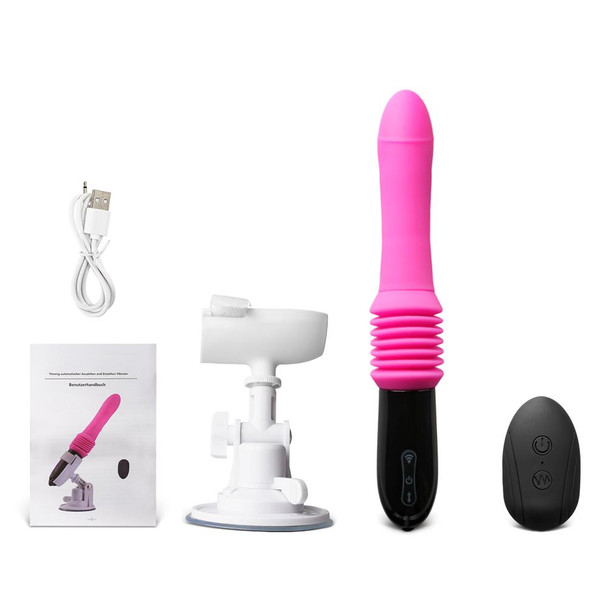 10 Speed Remote Control Silicone Vibrator with Thrusting & Base