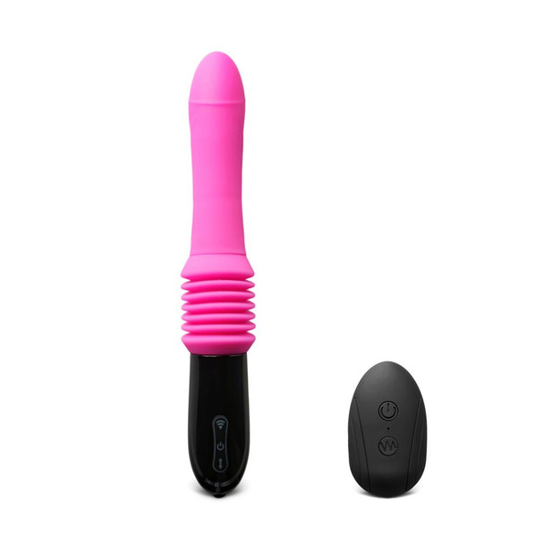 10 Speed Remote Control Silicone Vibrator with Thrusting & Base