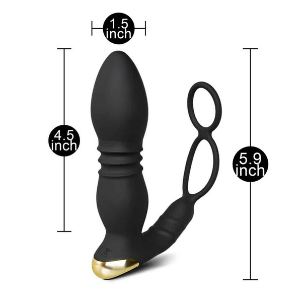 APP & Remote Control Thrusting Vibrating Prostate Massager with Dual Cock Rings