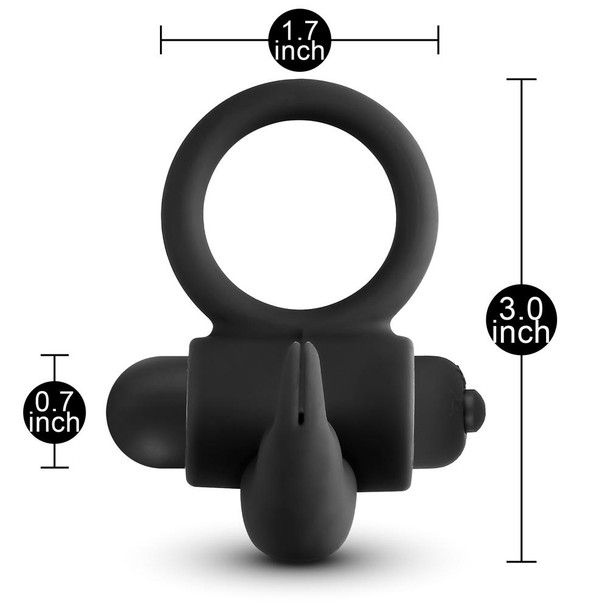 Silicone Rabbit Vibrating Cock Ring - Black