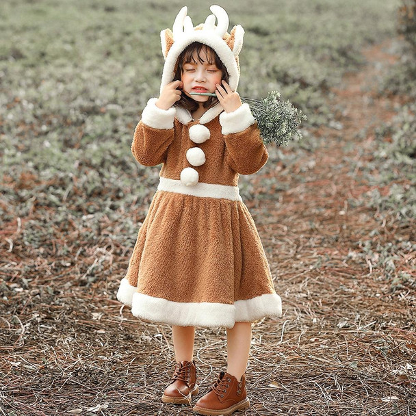 PS4509 Christmas Coral Fleece Animal Costume Christmas Elk Skirt, Size: M(Khaki)