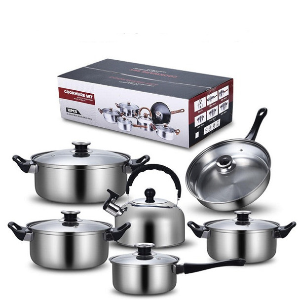 12 Piece Stainless Steel Cookware Set