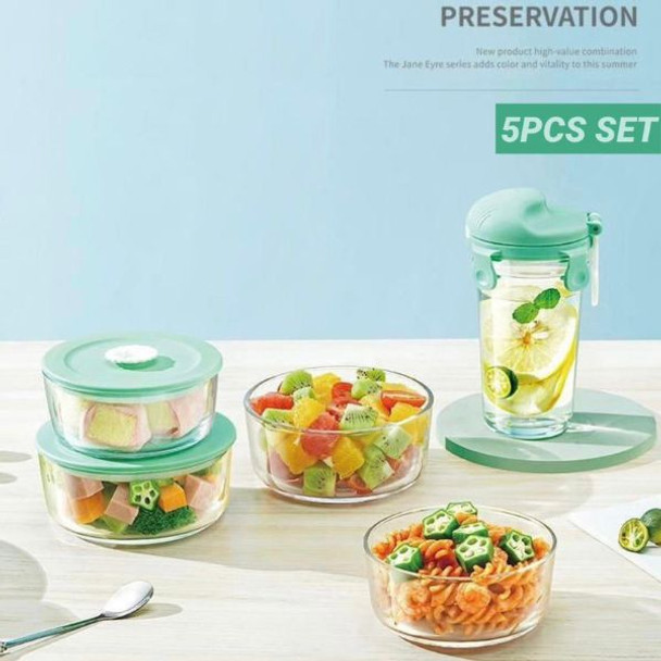 5 Piece Glass Lunchbox Set & Water Bottle