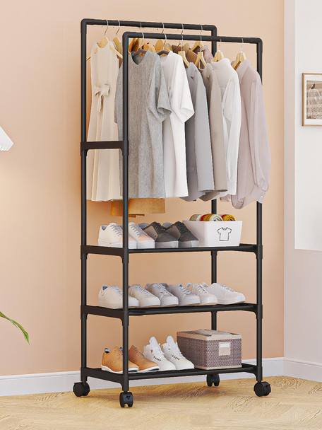 Multi-Functional Double Rod Coat Rack