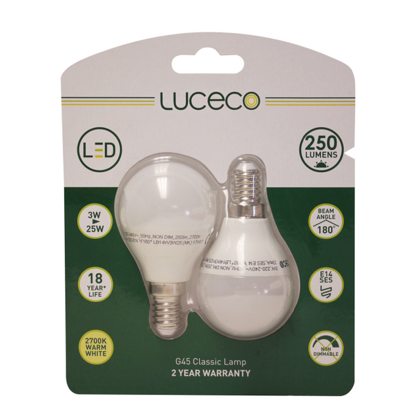 Luceco Mini Globe SES14 WarmWhite Lamp E14 3W