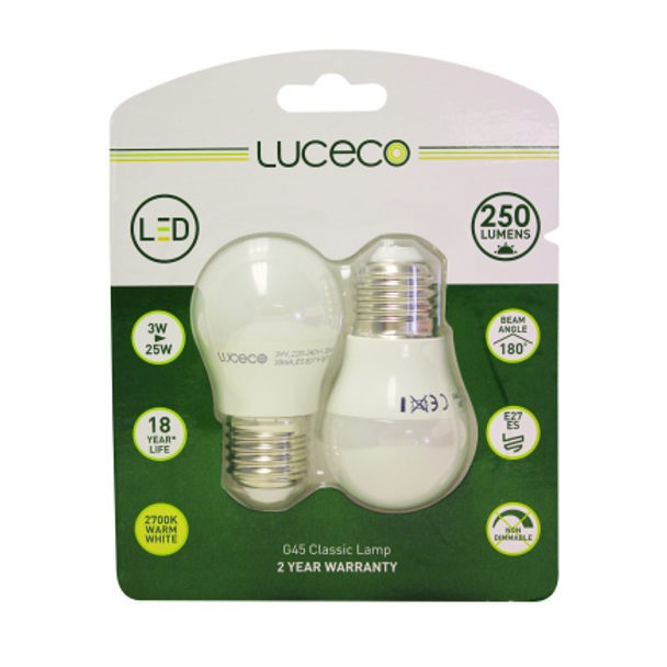 Luceco Mini Globe WarmWhite Lamp E27 3W