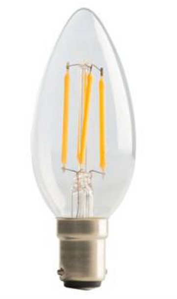 Luceco 1Pk Filament Candle, SBC15 2w Warm White Non-Dimmable LED Lamp