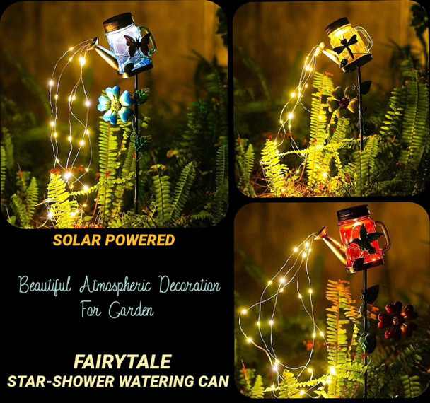 Solar Watering Can Garden Showering Lights