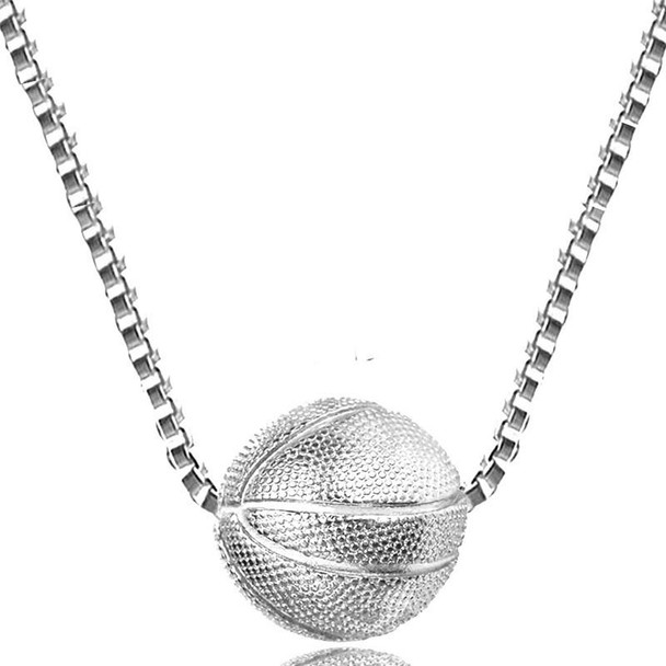 2 PCS Three-Dimensional Sports Ball Pendant Necklace,Style:  Women Basketboard White