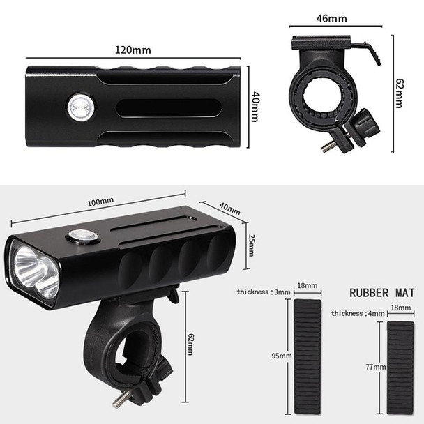 BX2 USB Charging Bicycle Light Front Handlebar Led Light (3 Hours, T6+Gem Lamp)