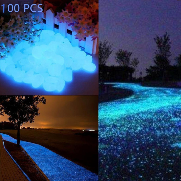 100 PCS Glow in The Dark Garden Pebbles for Walkways & Decoration and Plants Luminous Stones(Blue)