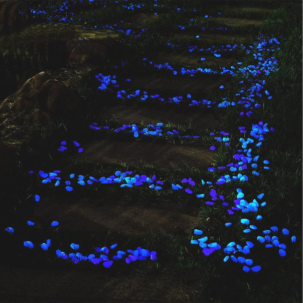 100 PCS Glow in The Dark Garden Pebbles for Walkways & Decoration and Plants Luminous Stones(Blue)