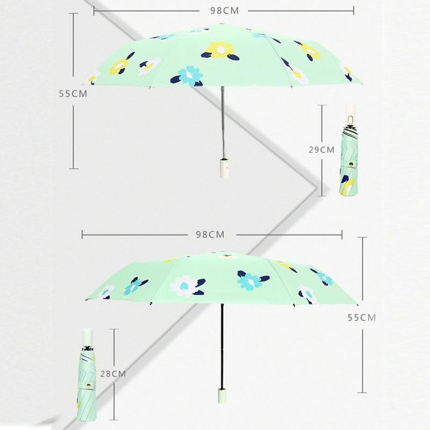 Illustration Folding Black Glue Sun Umbrella Tri-fold Sunny Rain Umbrella, Style:Automatic(Finland)