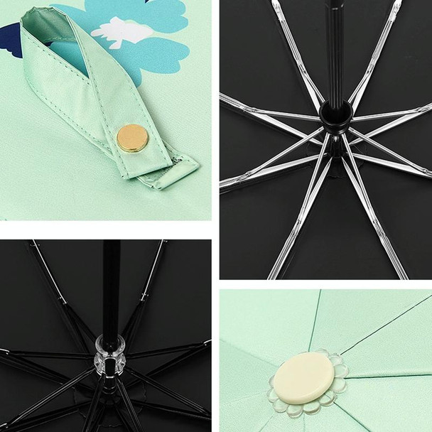 Illustration Folding Black Glue Sun Umbrella Tri-fold Sunny Rain Umbrella, Style:Automatic(Finland)