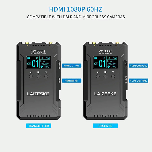 LAIZESKE W1000H 1000FT HDMI Wireless Video Transmission System(Black)