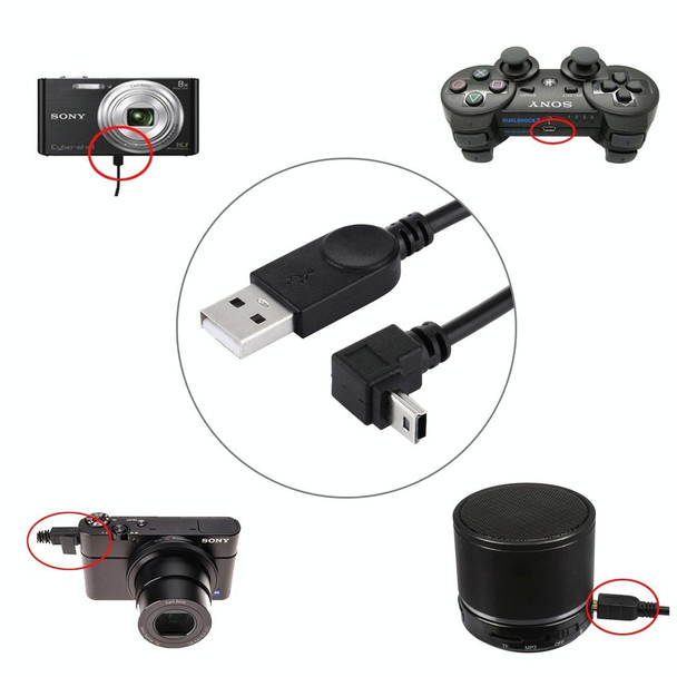 90 Degree Angle Elbow Mini USB to USB Data / Charging Cable, Length: 28cm