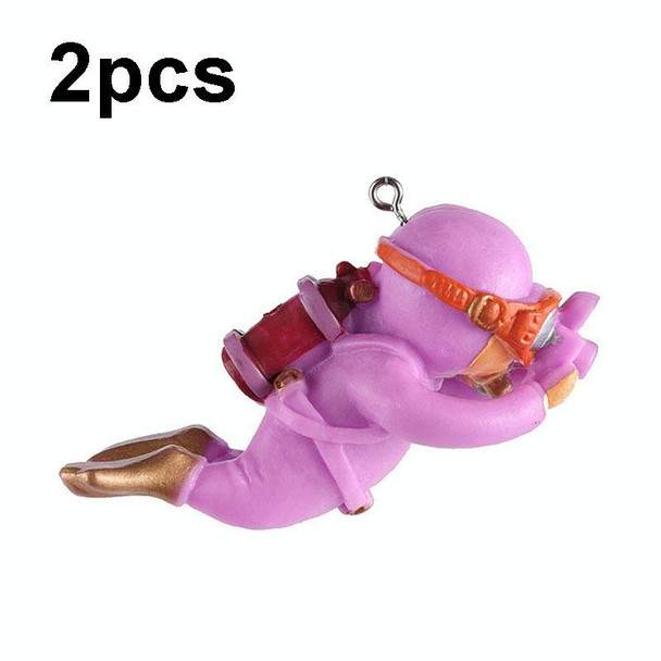 2pcs Fish Tank Diver Aquarium Ornaments Aquascape Decorations(With Camera Pink)