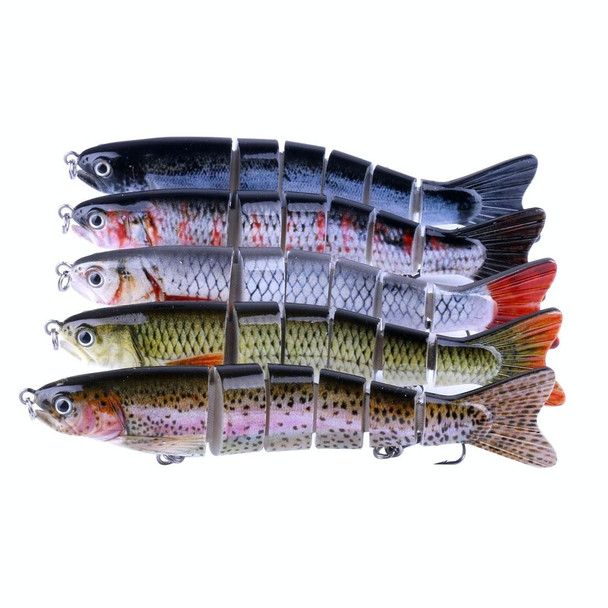 HENGJIA JM026 6# 12.7cm 22g Multi-section Plastic Hard Baits Artificial Fishing Lures with Treble Hook, Random Color Delivery