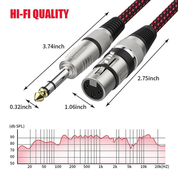 1.8m Red and Black Net TRS 6.35mm Male To Caron Female Microphone XLR Balance Cable