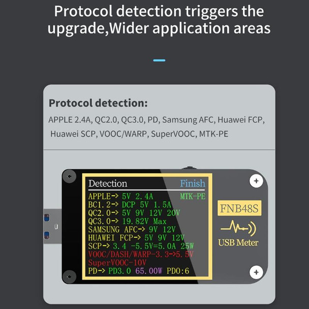 FNIRSI FNB48S USB Voltage Ammeter Multifunctional Fast Charge Tester, Specification: Without Bluetooth