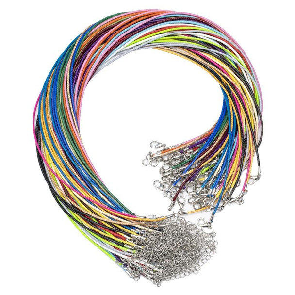 100 PCS Crystal Pendant Necklace Rope Jewelry Lanyard(Lake Blue)