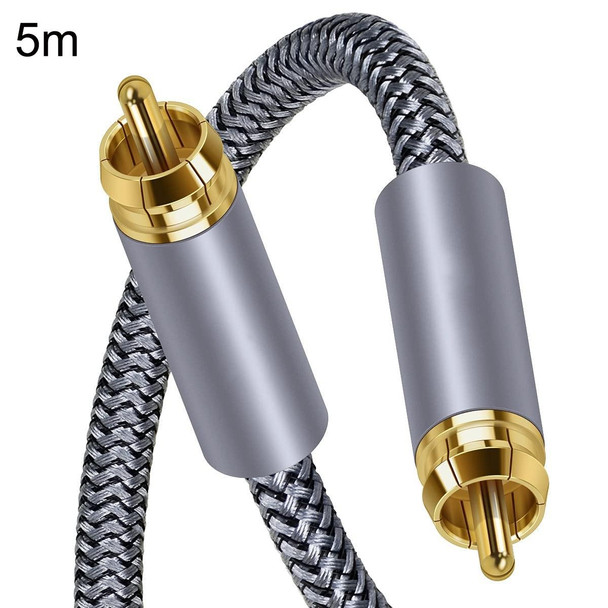 5m Pure Copper RCA Coaxial HIFI Digital Audio Cable SPDIF Subwoofer Speaker Cable(Silver Gray)