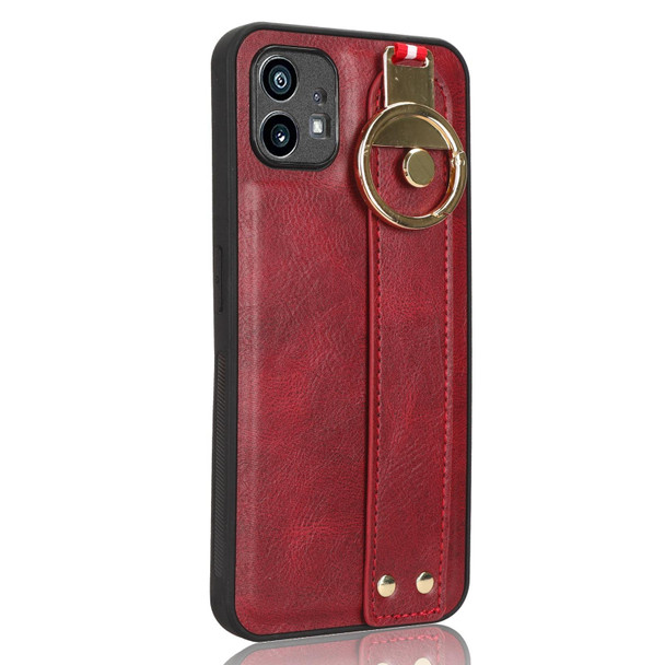 For Nothing Phone 1 Wristband Leatherette Back Phone Case(Red)