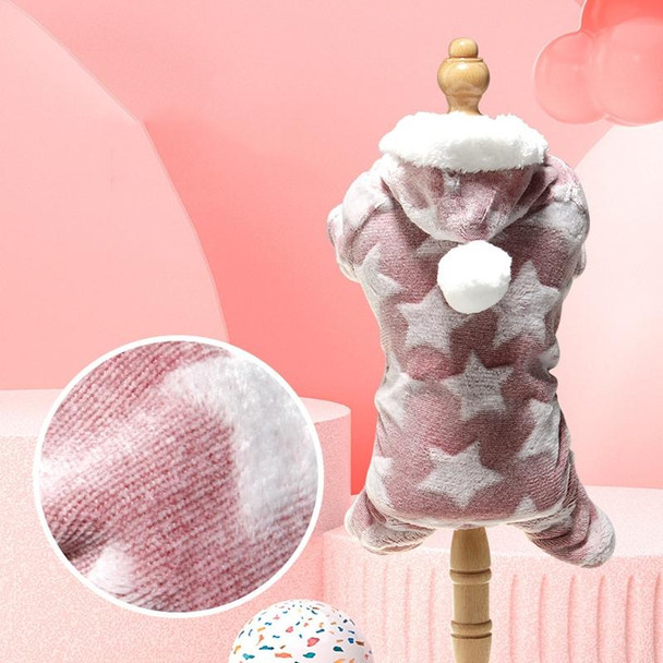 Dog Flannel Warm and Cold Clothes Cute Hooded Pet Transformation Costume, Size: M(Pink)